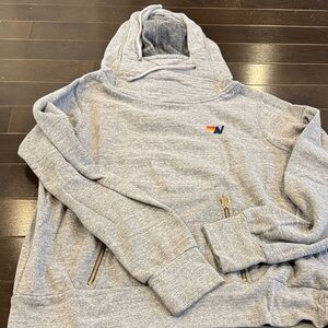 Aviator Nation Grey Hooded Sweatshirt with Logo